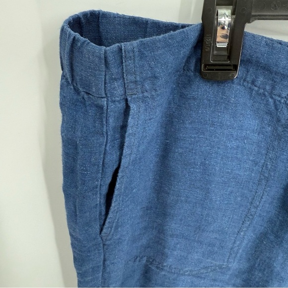 J Jill Womens Love Linen Pants Size Large Petite Blue Flat Front Pockets - Picture 5 of 8